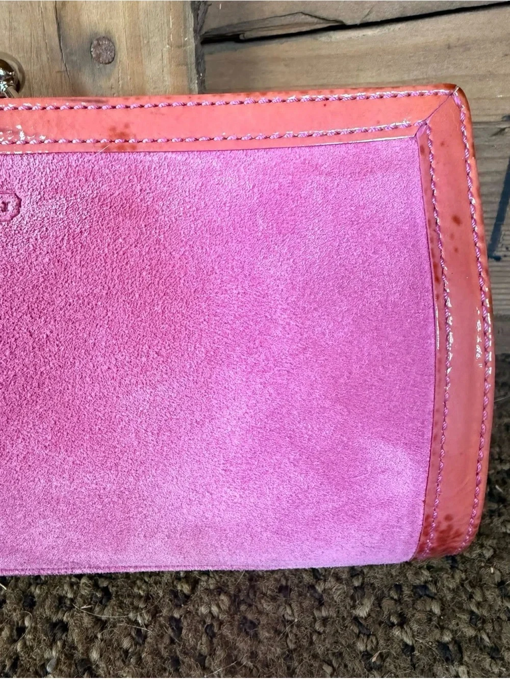 Coach 2004 Suede Framed kisslock clutch